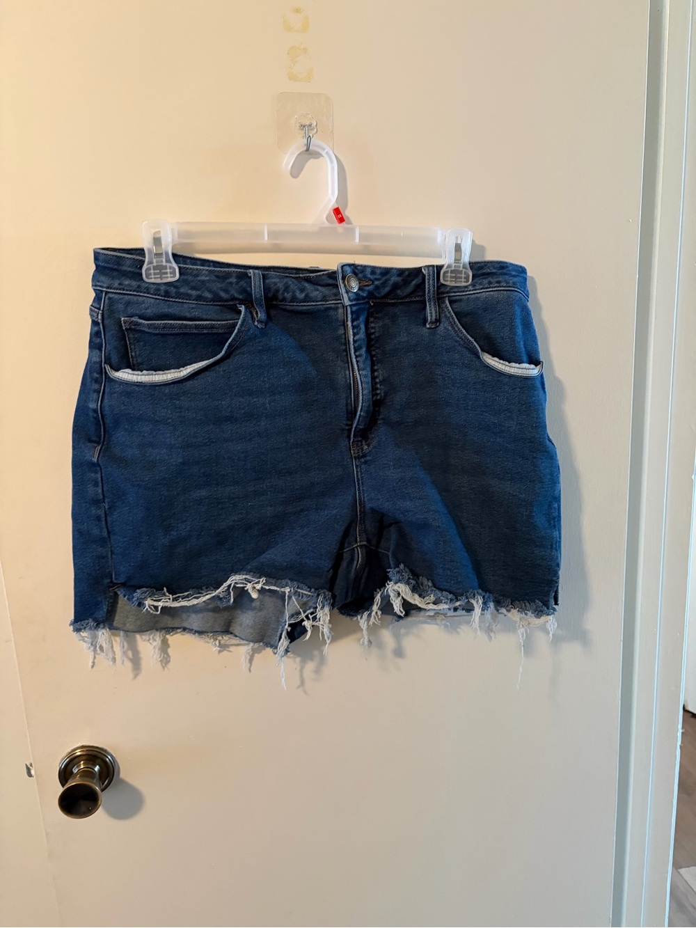 Ava & Viv Dark Blue Frayed Hem Denim Shorts